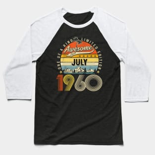 Awesome Since July 1960 Vintage 63rd Birthday Baseball T-Shirt